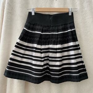 Esley Black and White Striped Mini Skirt